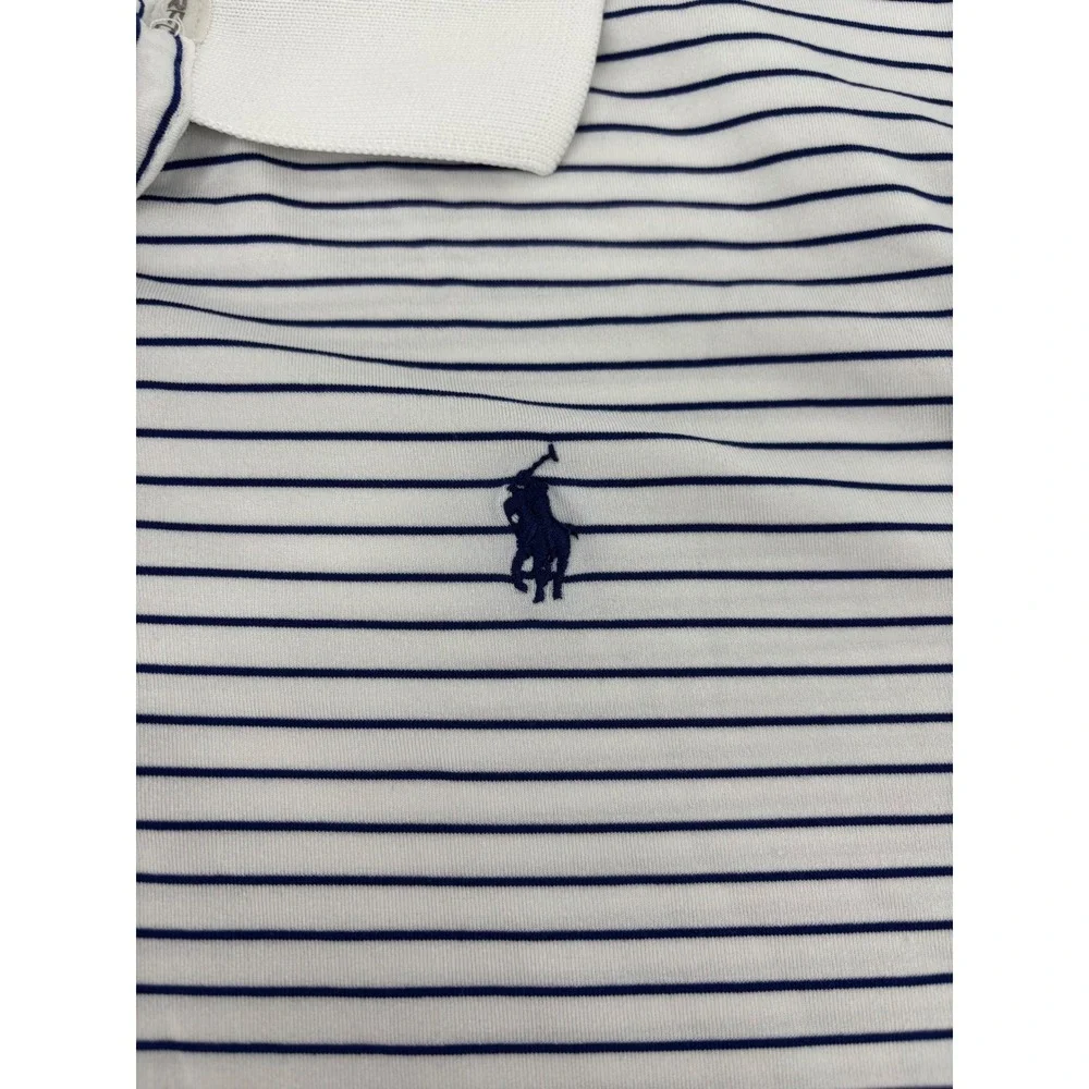 Polo Ralph Lauren Performance Men XL Striped Golf Polo Shirt Navy White